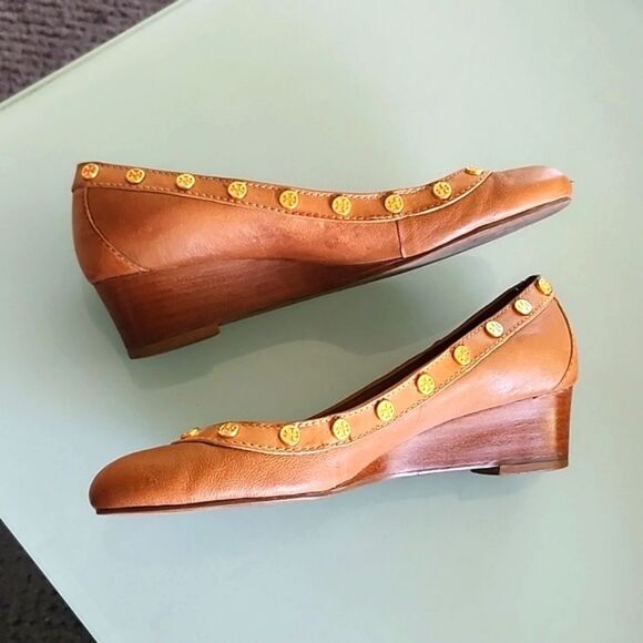 Tory Burch Leather Wedge Shoes - Picture 6 of 9